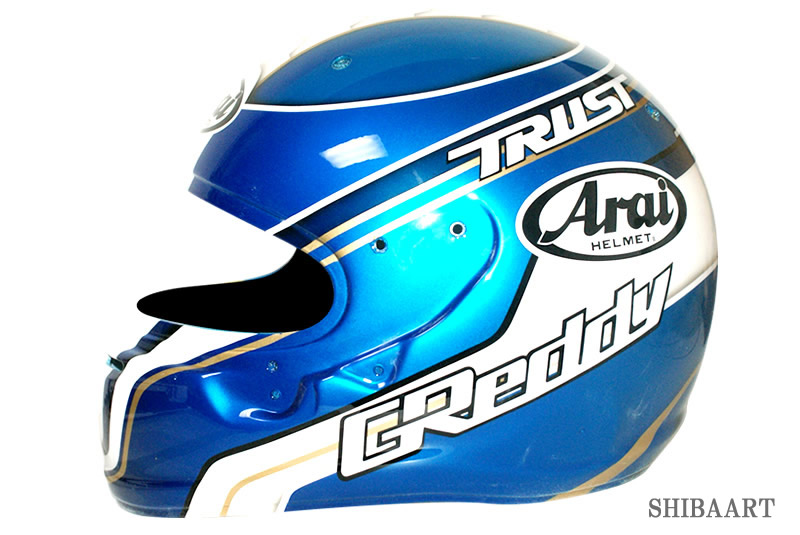 Araiヘルメット グラフィックペイント ｄ１ ドリフト ｔｒｕｓｔ Greddy