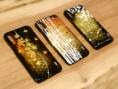 金箔アートペイント　純金スマホカバー